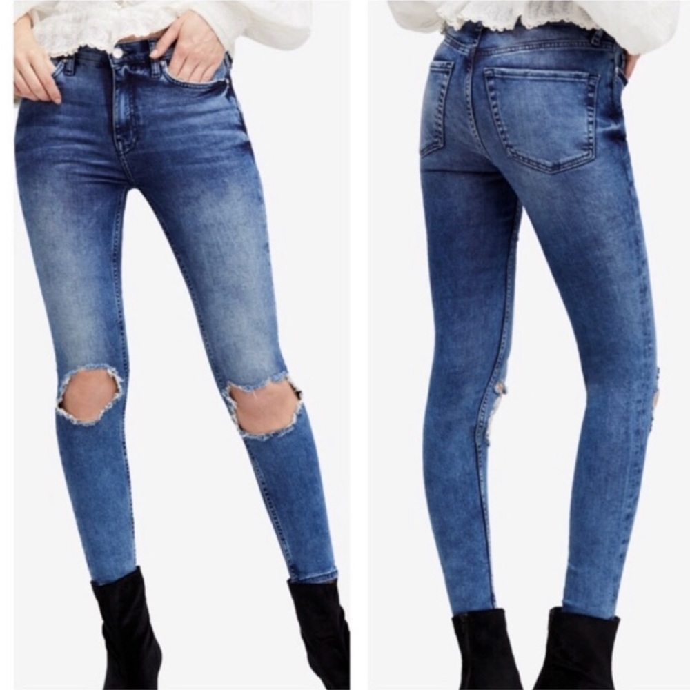 Free People Busted knee High Rise Skinny Jeans - Picture 5 of 6